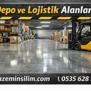 Lojistik alanlarında pürüzsüz beton zemin